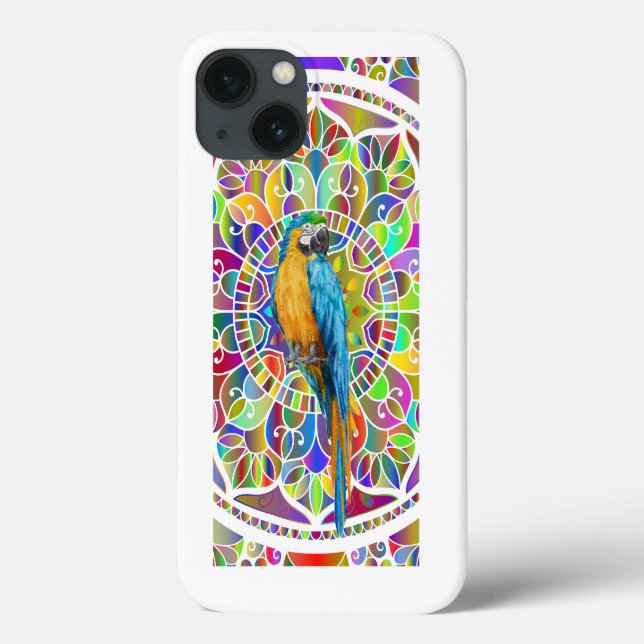Tropical Mosaic – Blue & Gold Macaw Mandala Case-Mate iPhone Case (Back)