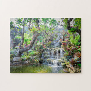 Tropical Mountain Forest Waterfall Thailand Jigsaw Puzzle