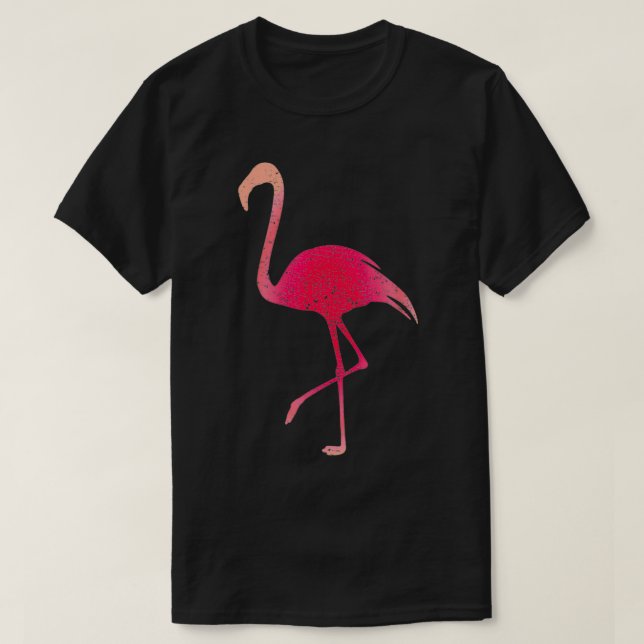 Tropical Multi Pink Distressed Flamingo Silhouette T-Shirt (Design Front)