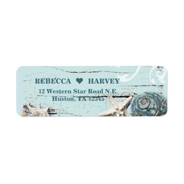 tropical nautical aqua blue seashells beach (Front)
