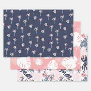 Tropical Navy, Blush Pink assorted  Wrapping Paper