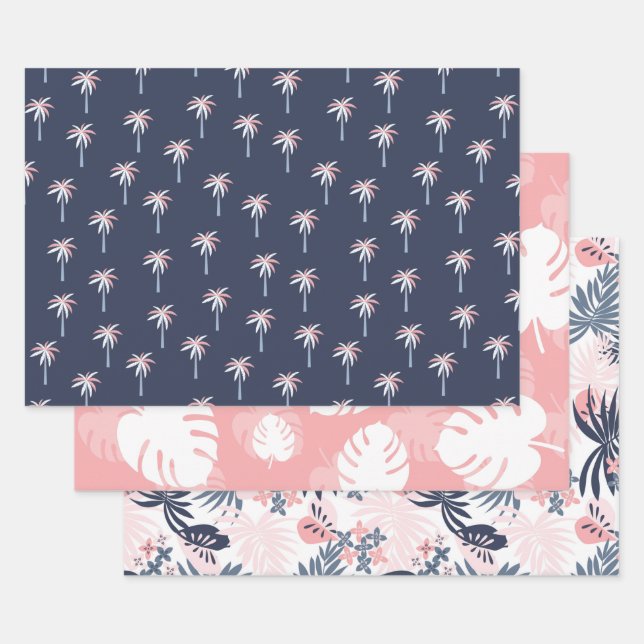 Tropical Navy, Blush Pink assortiment Papier d'env (Lot)