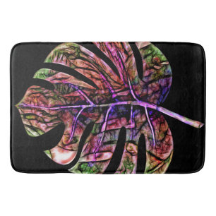 Tropical Neon Bright Leaf Bath Mat