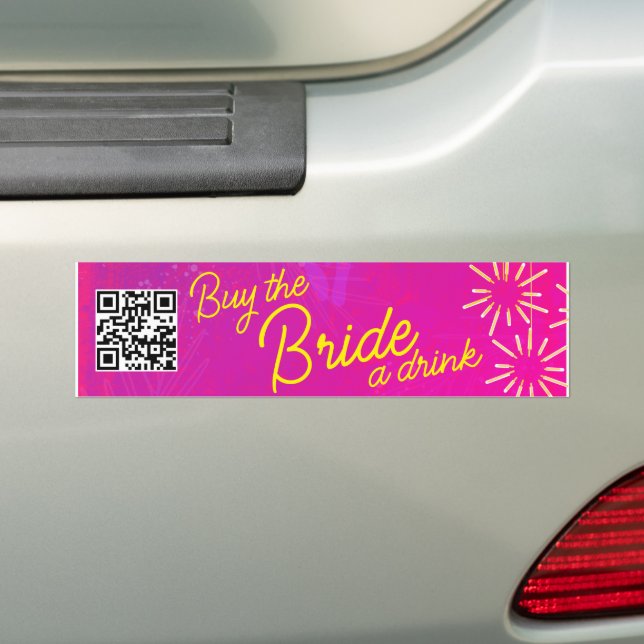 Tropical Neon Buy Bride Drink QR Code  Bumper Sticker (On Car)