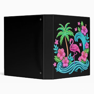 Tropical Neon Flamingo Binder