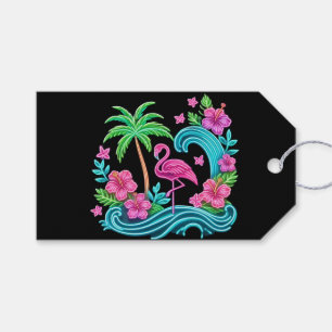Tropical Neon Flamingo Gift Tags