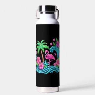 Tropical Neon Flamingo Water Bottle