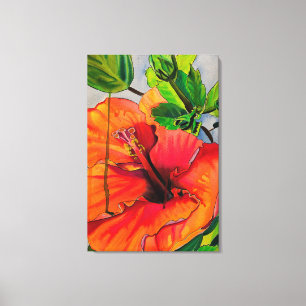 Tropical Neon Hibiscus flower Canvas Print