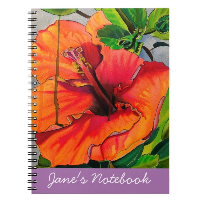 Tropical Neon Hibiscus flower Notebook (Front)