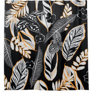 Tropical Night Foliage: Dark Vintage Pattern