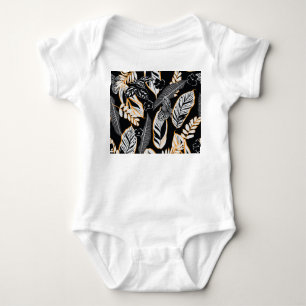 Tropical Night Foliage: Dark Vintage Pattern Baby Bodysuit
