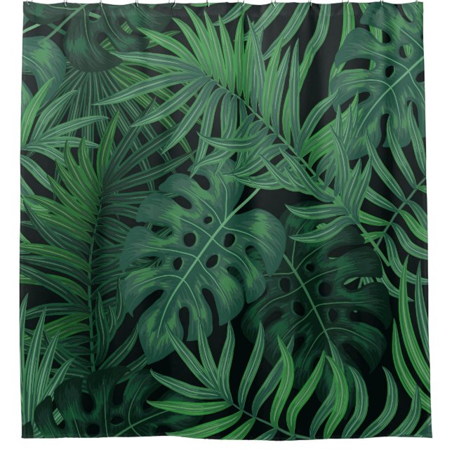 Tropical Night Green: Exotic Plant Pattern (Front)