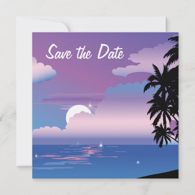 Tropical Night Save the Date Wedding Invitat (Front)