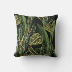 Tropical night vintage illustration throw pillow