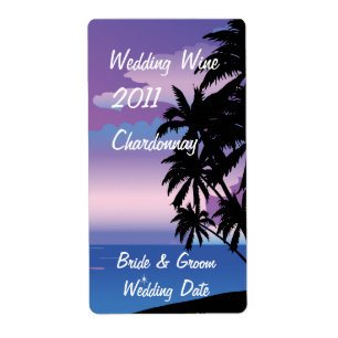 Tropical Night Wedding Wine Label