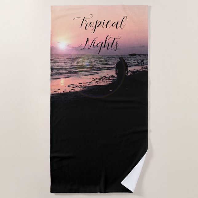 Tropical Nights Sunset Beach Towel (Front)