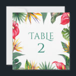 Tropical Oases Flowers Wedding-Table Number Thank You Card<br><div class="desc">Elevate your wedding decor with this stunning table number,  featuring a luxurious tropical flower and exquisite typography. Its sophisticated and classy design is fully customizable,  allowing you to add your text,  images,  and fonts. Perfect for creating an enchanting atmosphere,  this design is an ideal choice for tropical-themed weddings.</div>
