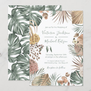 Tropical Oasis Modern Palm leaf Wedding Invitation