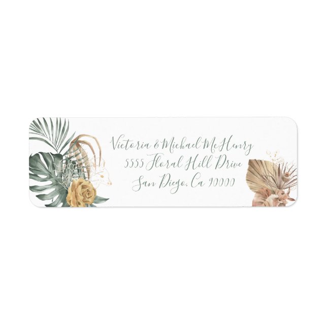 Tropical Oasis Palm leaf address labels (Front)