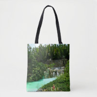 Tropical Oasis Waterfall Forest Green Tote Design