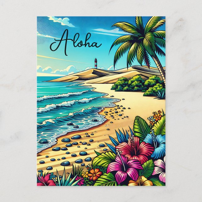 Tropical Ocean Aloha Vacation  Postcard (Front)