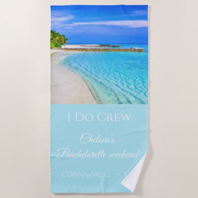 Tropical Ocean Bachelorette Weekend Beach Towel (Front)