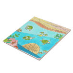 Tropical Ocean Bathroom Tile<br><div class="desc">Gorgeous hand-drawn original artwork! This tile features an underwater ocean scene full of sea turtles, tropical colours, and happiness! This tile makes the perfect addition to a colourful kitchen or bath that needs some happy, Caribbean vibes! Perfect for your rental beach house!</div>