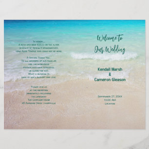 Tropical Ocean Beach Folded Wedding Program
