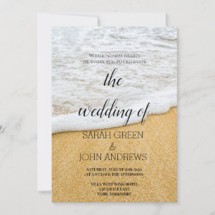 Tropical Ocean Beach Sand Wedding Invitation