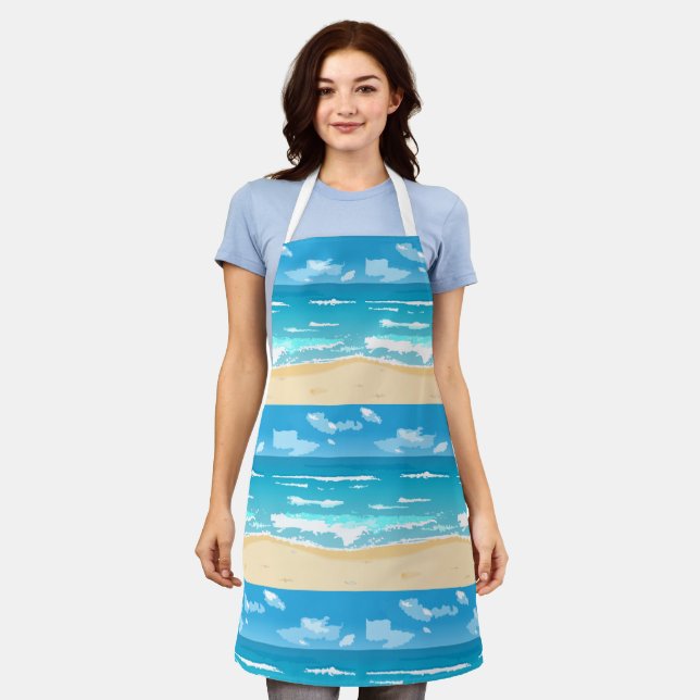 Tropical Ocean Beach Scene Coastal Landscape  Apron (Worn)