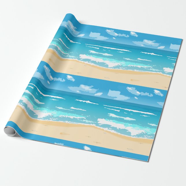 Tropical Ocean Beach Scene Coastal Landscape  Wrapping Paper (Unrolled)