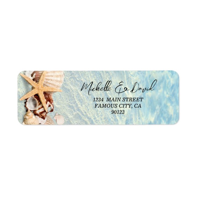 Tropical Ocean Beach Seashell Address Label (Front)