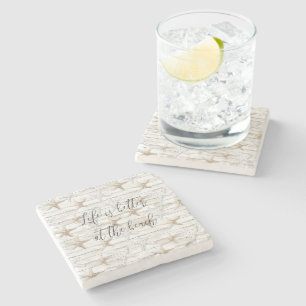 Tropical Ocean Beach Starfish Wedding Stone Coaster