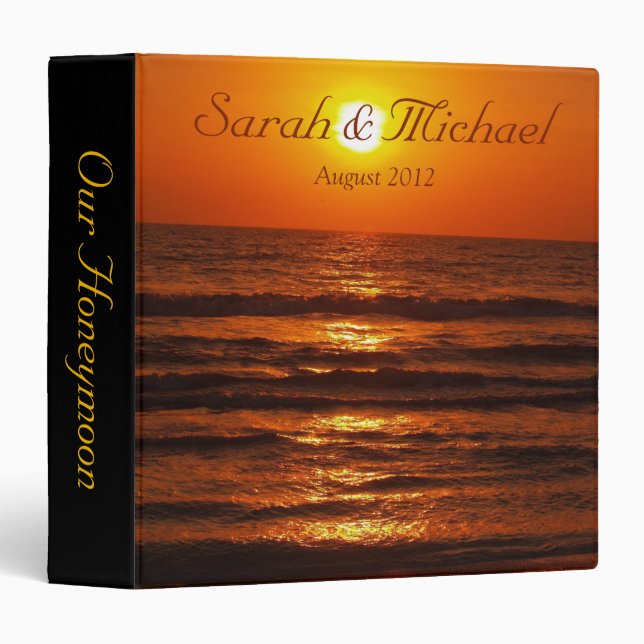 Tropical Ocean Beach Sunset Honeymoon Binder (Front/Spine)
