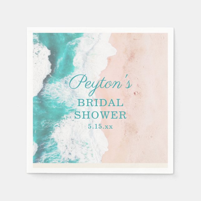 Tropical Ocean Beach Turquoise Tan Bridal Shower Napkin