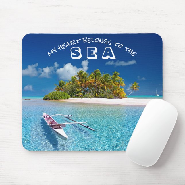 Tropical Ocean Beach Typography Mouse Pad (With Mouse)