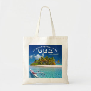 Tropical Ocean Beach Typography Tote Bag