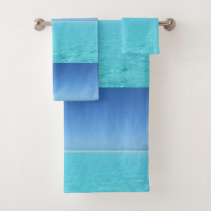 Tropical Ocean Blue Beach Bathroom Bath Towel Set