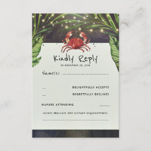 Tropical Ocean Crab Wedding RSVP Card