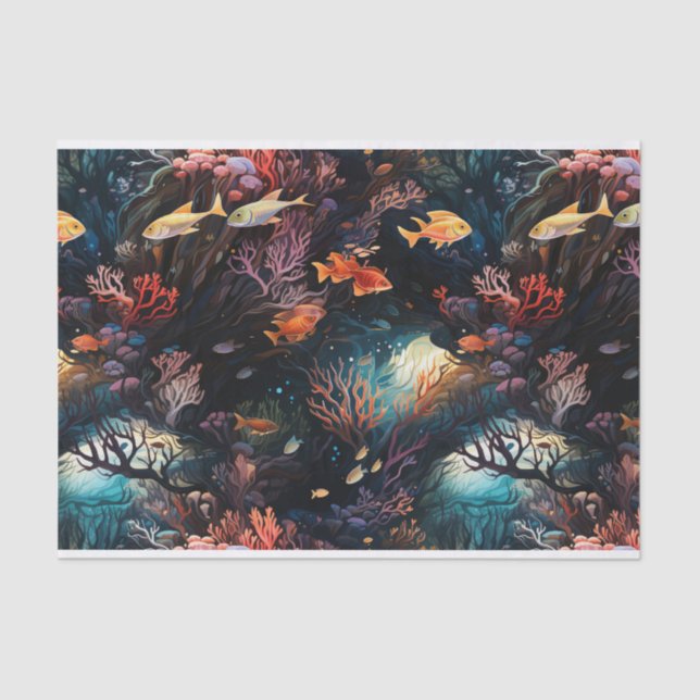 Tropical Ocean Fish and Coral Art No. 2 Tissue Paper (Front)
