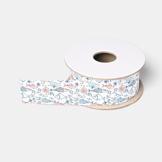 Tropical Ocean Fun Fish Underwater  Grosgrain Ribbon (Spool)