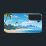 Tropical Ocean Island Sandy Beach Shore  Samsung Galaxy Case<br><div class="desc">A perfect sunny day to visit the tropical island sandy beach shore! Blue and warm tropical ocean water,  sea waves,  green palm trees,  sandy island beach scene on a perfect paradise.</div>