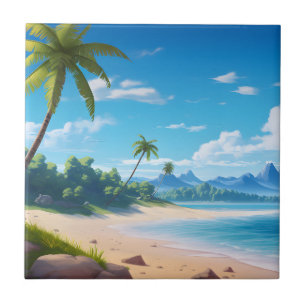 Tropical Ocean Island Sandy Beach Shore Tile