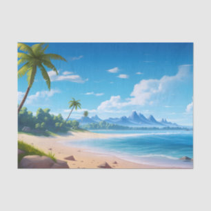 Tropical Ocean Island Sandy Beach Shore Tissue Paper