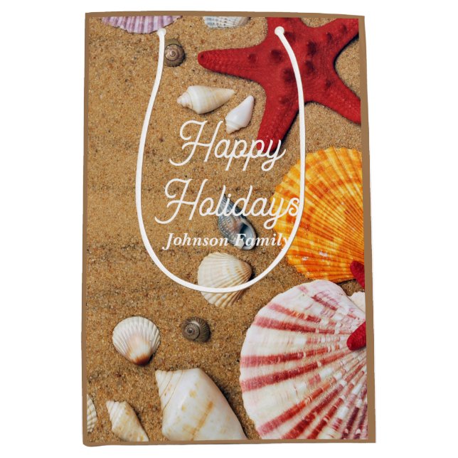 Tropical ocean nautical coastal summer vacation medium gift bag (Front)