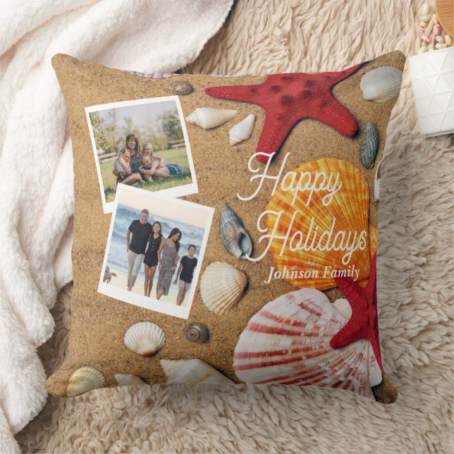 Tropical ocean nautical coastal summer vacation throw pillow (Blanket)