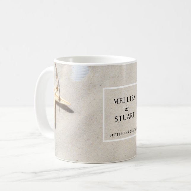 Tropical ocean sand starfish summer beach wedding  coffee mug (Front Left)
