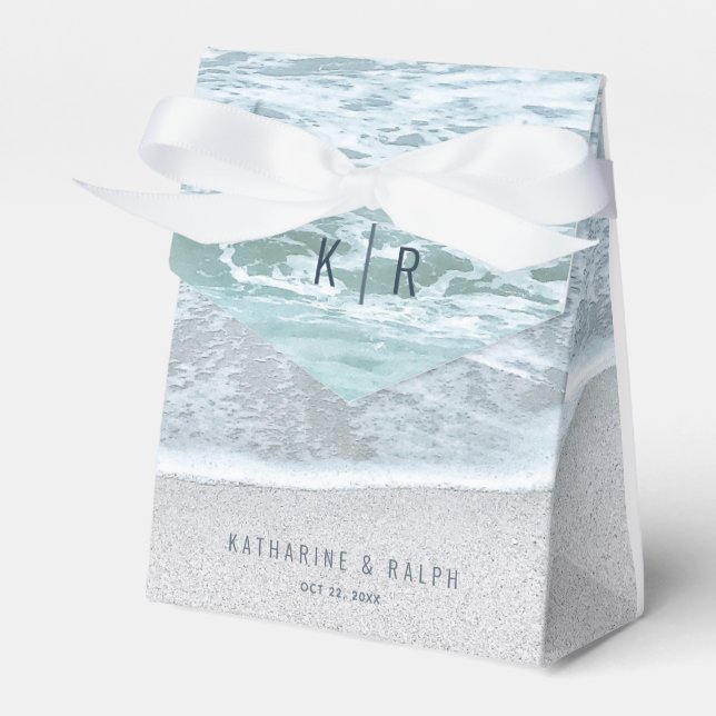 Tropical Ocean & Sandy Beach Wedding Favor Box (Front Side)