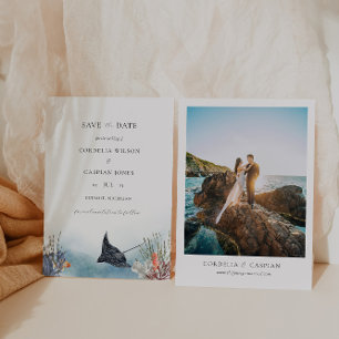 Tropical Ocean Save the Date Watercolor Invitation