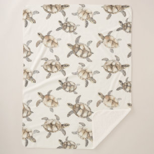 Tropical Ocean Sea Turtles Sherpa Blanket